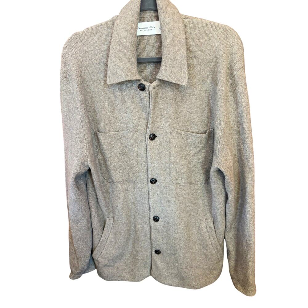 Abercrombie & Fitch Men’s Beige Knit Wool Blend Cardigan M Grandpacore Academia